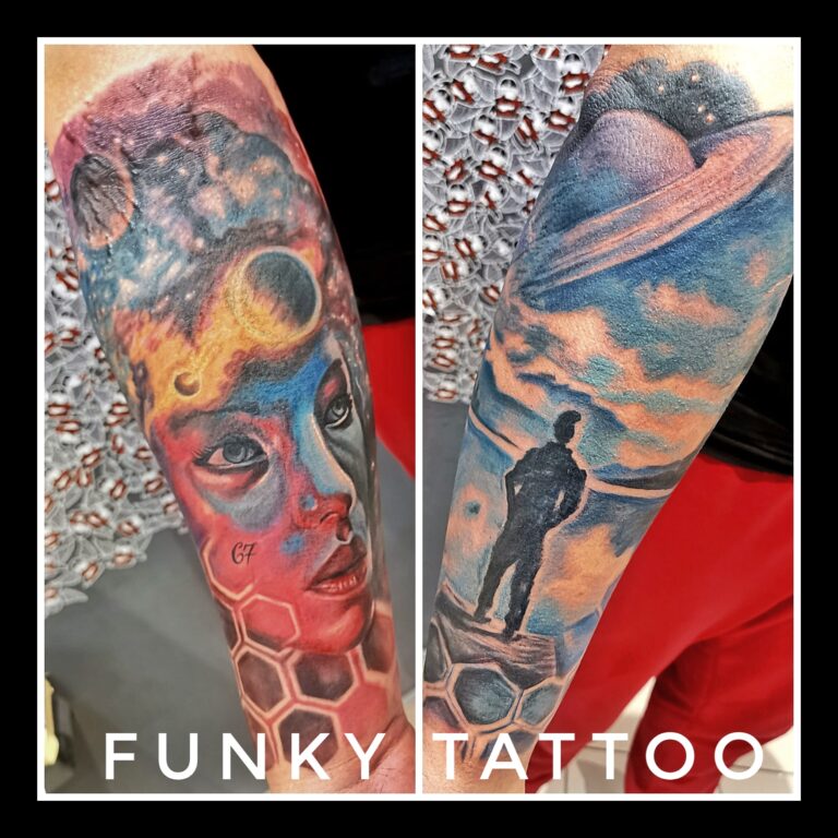 tatuaj color mana realistic portret cer fata salon tatuaje si piercing Funky tattoo Bucuresti