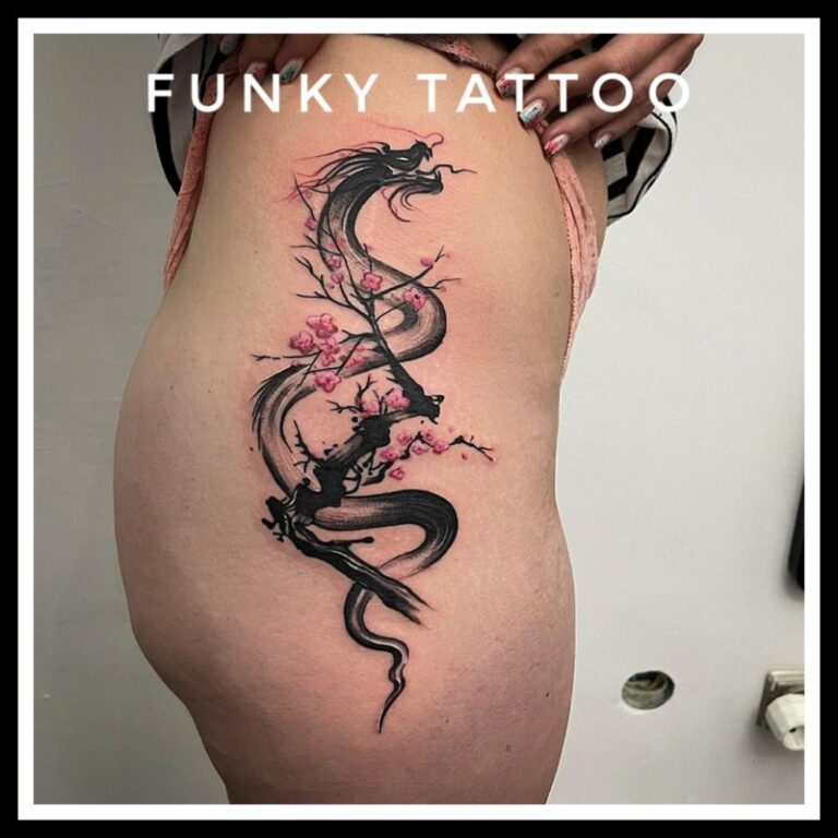 tatuaj chinezesc dragon flori de cires tatuaj picior tatuaj frumos saloane de tatuaj in bucuresti
