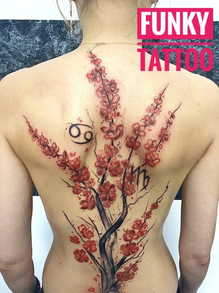 tatuaj fete flori spate color arm tattoo girl flowers salon tatuaje si piercing bucuresti