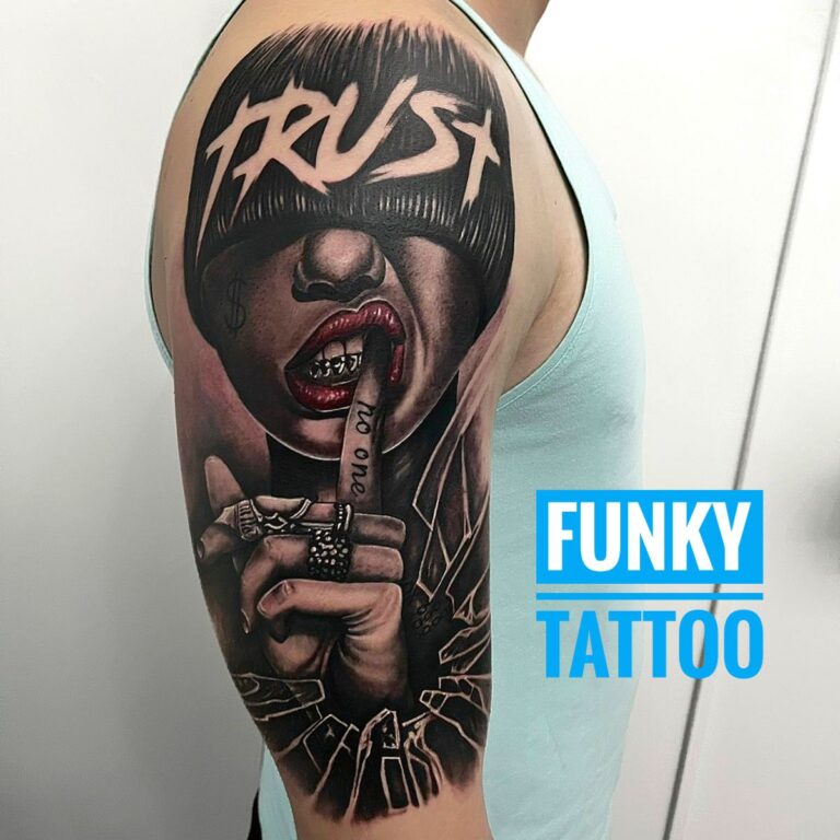 Tatuaj scris barbati mana portret arm tattoo trust salon tatuaje si piercing bucuresti